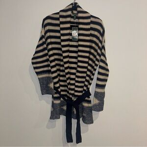 Lauren Ralph Lauren Ladies Indigo Striped Belted Linen Cardigan X Large NWT